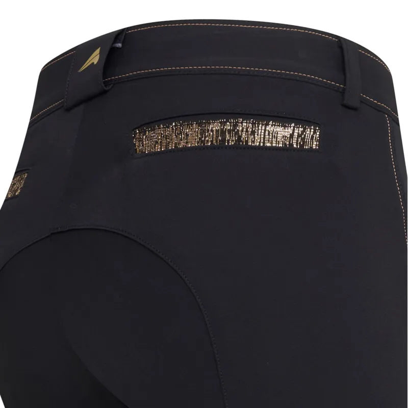 Euro-Star Arista Fashion Full Grip Ladies Breeches - Black/Gold - UK18-2