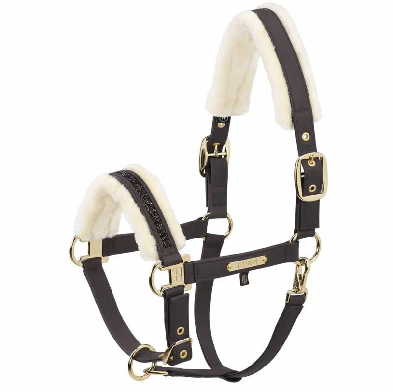 Eskadron Heritage Faux Leather Jewel Fur Headcollar - Black Truffle