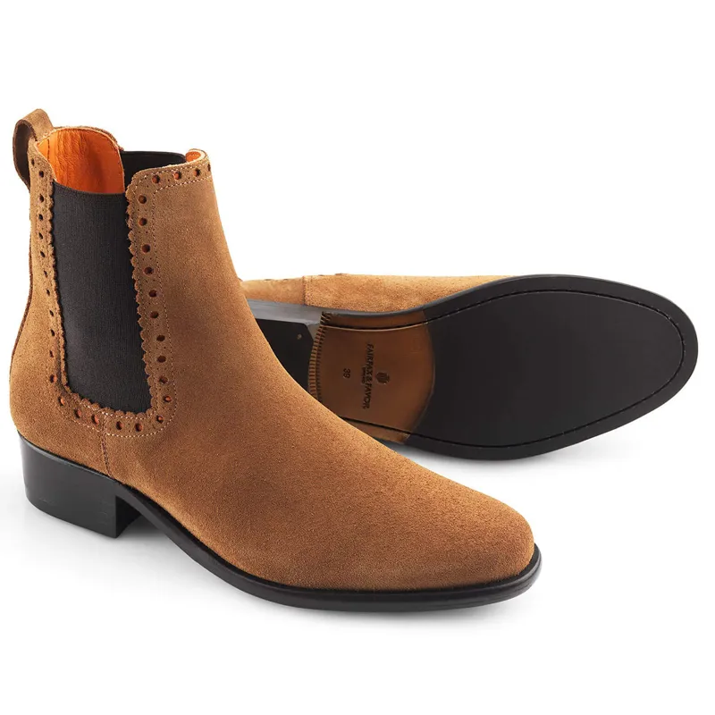 Fairfax and Favor Brogued Chelsea Ladies Boots - Tan Suede-2