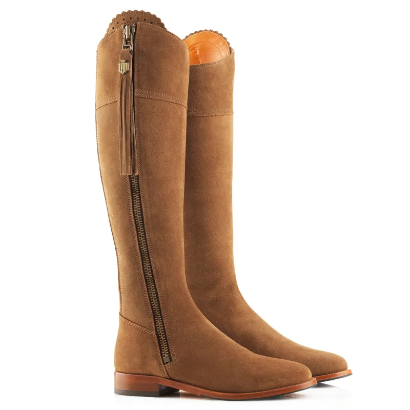 Fairfax and Favor Regina Flat Boots - Tan Suede-1
