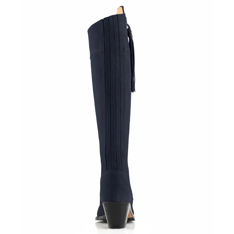 Fairfax and Favor Regina Heeled Boots - Navy Suede-3