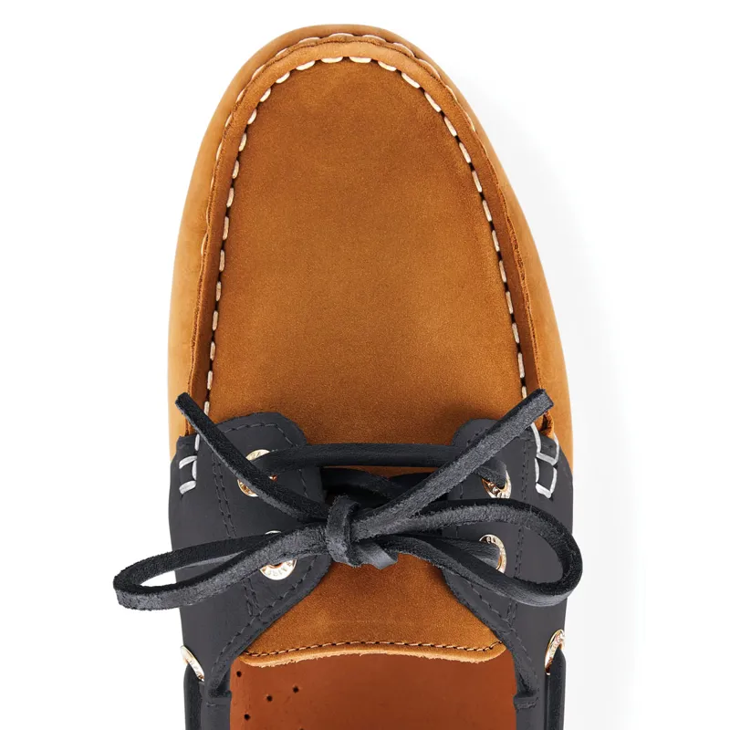 Fairfax and Favor Salcombe Ladies Deck Shoes - Tan/Navy-1