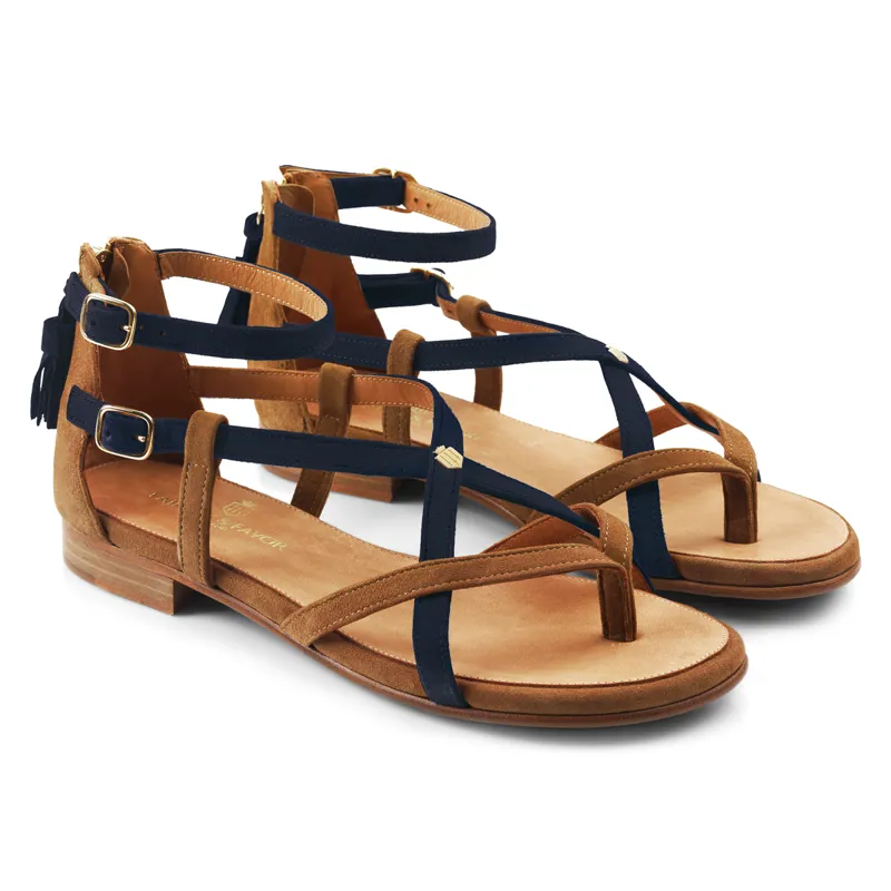 Fairfax and Favor Brancaster Ladies Sandals - Tan/Navy