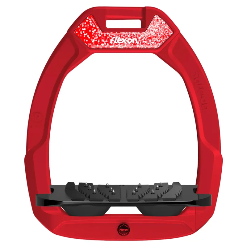 Flex-On Safe-On Ultra Grip Safety Stirrups - Red/Black/Red Glitter-1
