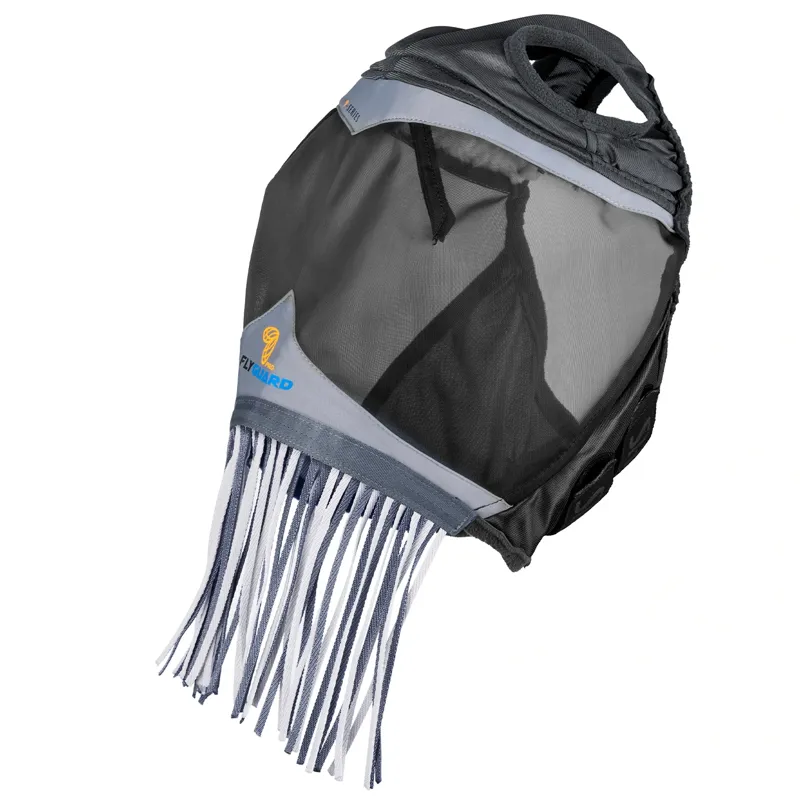 Shires FlyGuard Pro Fine Mesh Fly Mask with Nose Fringe - Jet-1