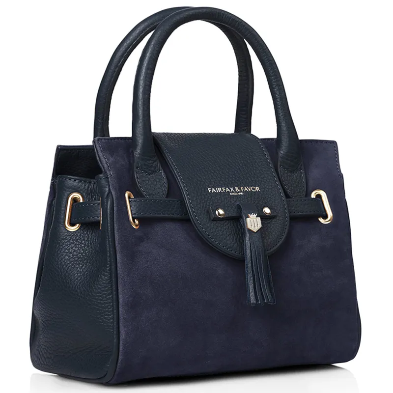 Fairfax and Favor Mini Windsor Handbag - Navy Suede-4
