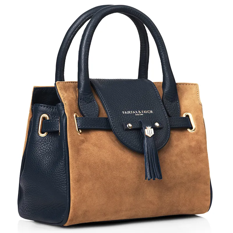Fairfax and Favor Mini Windsor Handbag - Tan and Navy-4