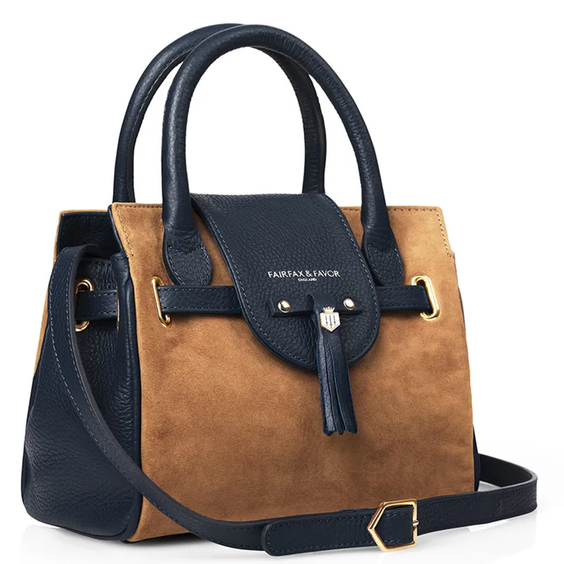 Fairfax and Favor Mini Windsor Handbag - Tan and Navy-2