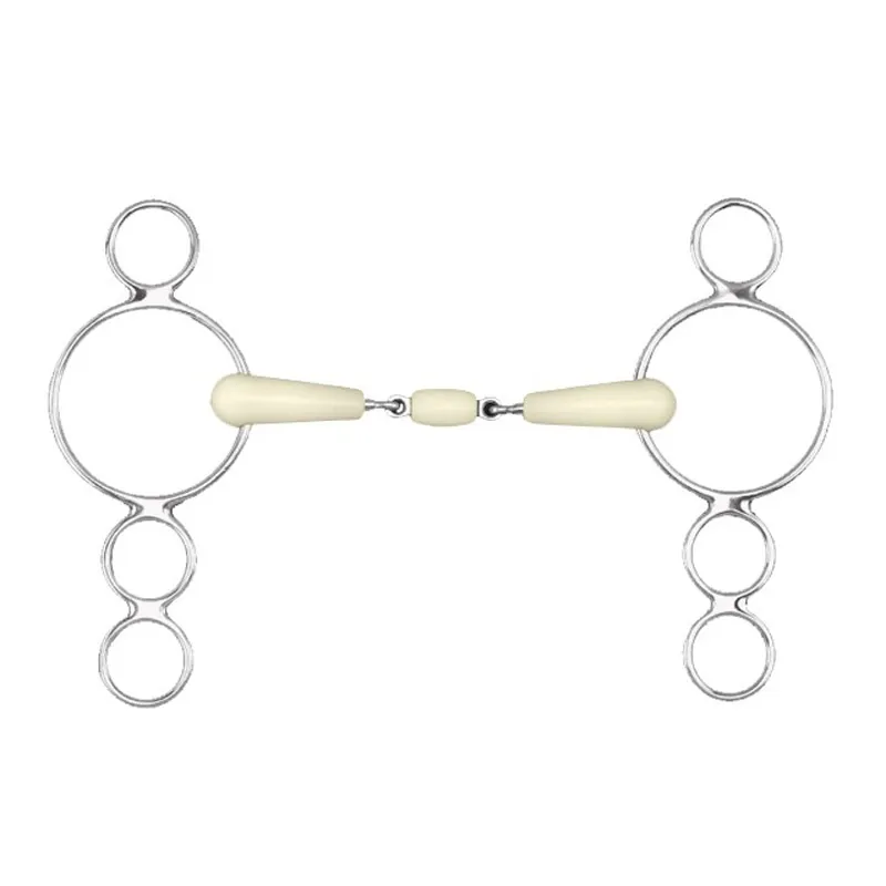 Happy Mouth HB2822 Double Jointed Continental 3 Ring Dutch Gag Bit