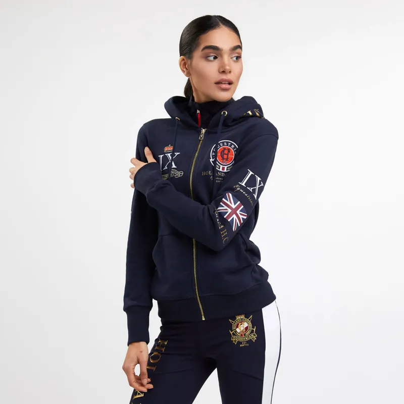 Holland Cooper Team Womens Zip Hoodie - Ink Navy-5