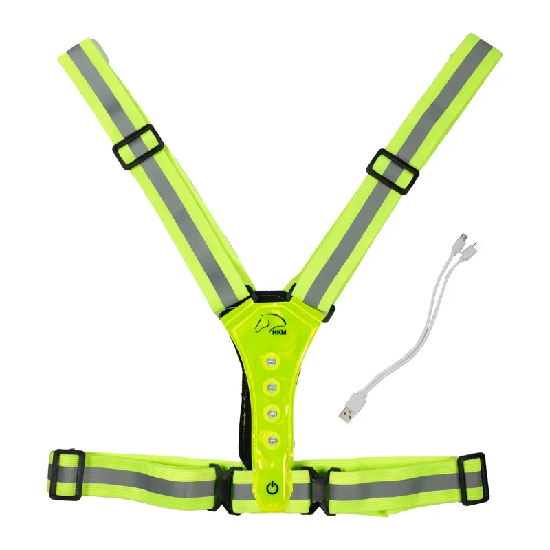 HKM Adults LED Hi-Vis Safety Vest - Neon Yellow-1