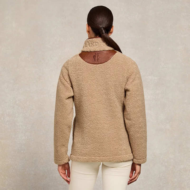 Holland Cooper Country Fleece Half Zip Ladies Jumper - Natural Borg-4