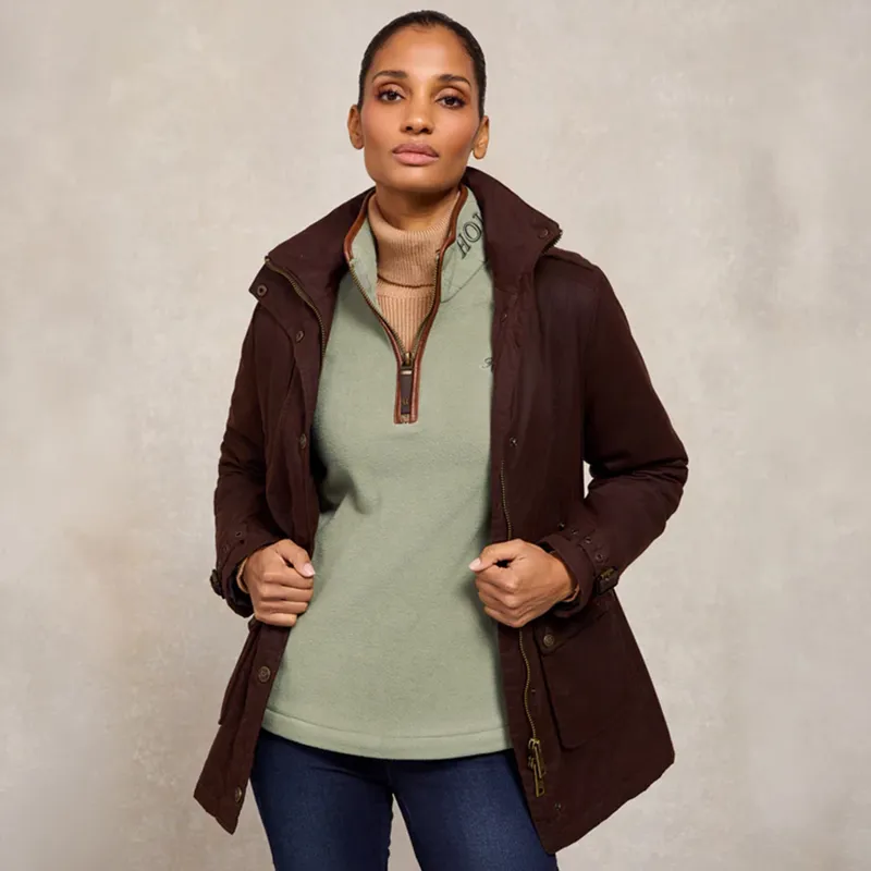 Holland Cooper Country Fleece Half Zip Womens Jumper - Sage-4