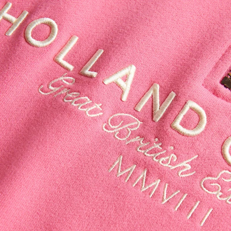 Holland Cooper Sporting Goods Henley Womens Quarter Zip - Peony Pink-6