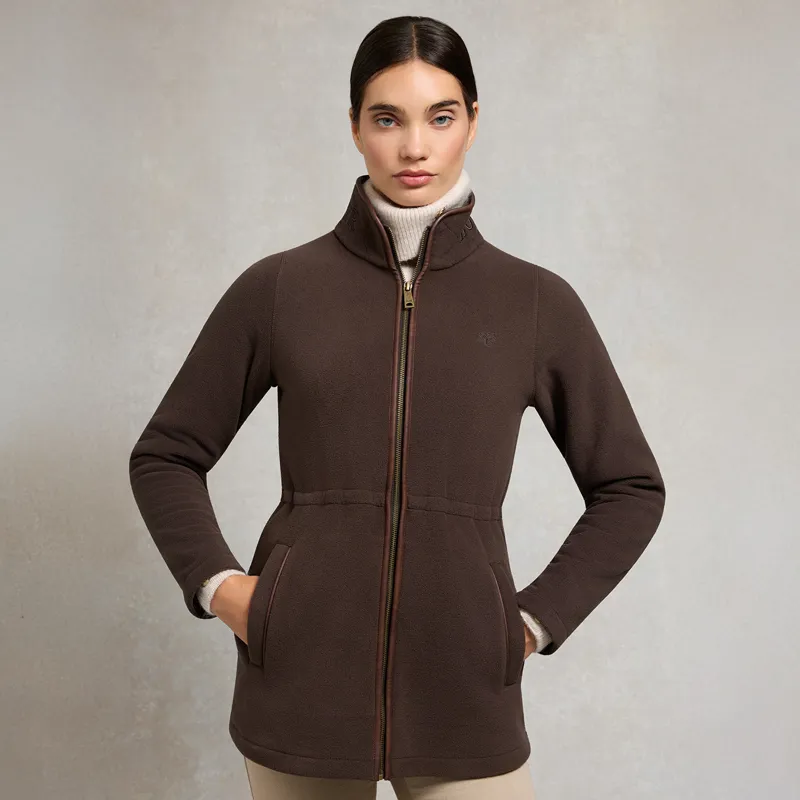 Holland Cooper Longline Country Fleece Womens Jacket - Chocolate