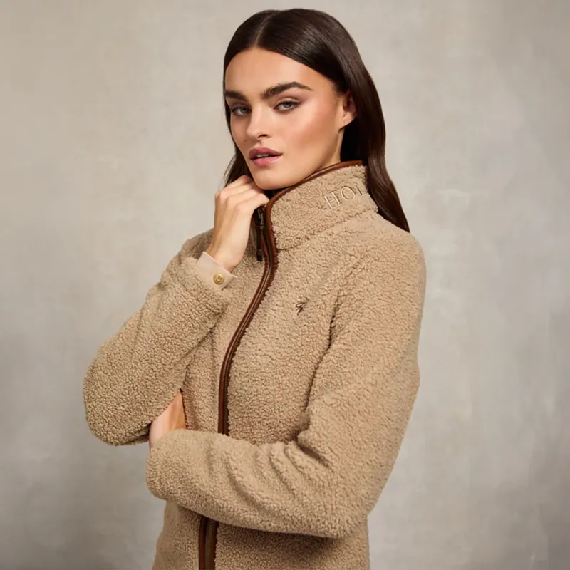 Holland Cooper Country Womens Full Zip Fleece Jumper - Natural Borg-6