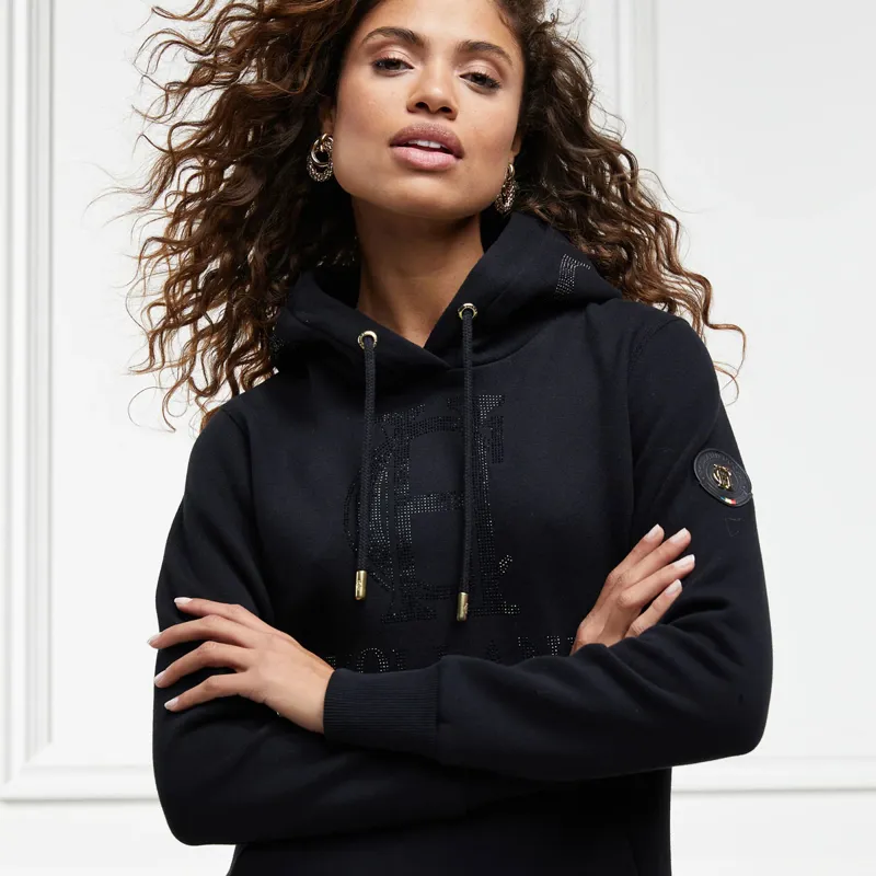 Holland Cooper Essential Ladies Hoodie - Black Sparkle-1