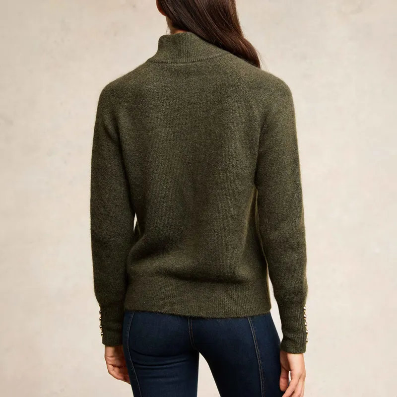 Holland Cooper Tori Half Zip Knit Ladies Jumper - Forest Green-2
