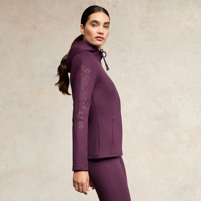 Holland Cooper Crystal Zip Womens Hoodie - Aubergine-1