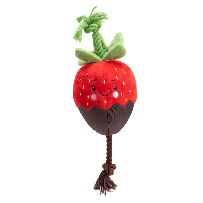 House Of Paws Plush Dog Toy -  Chocolate Dipped Strawberry