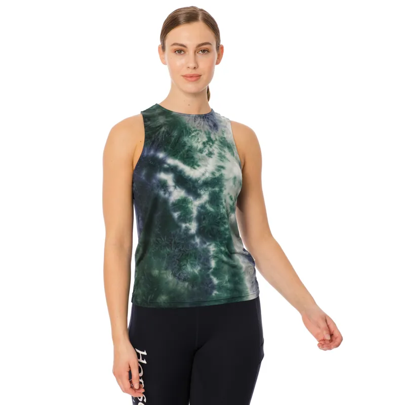 Horseware Training Ladies Tank Top - Navy/Green Tie Dyed - X-Small
