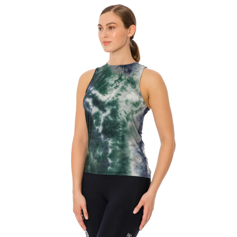 Horseware Training Ladies Tank Top - Navy/Green Tie Dyed - X-Small-2