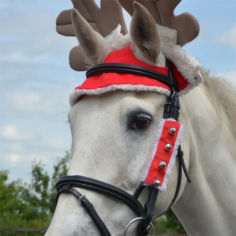 Hy Christmas Santa Horse Santa Bridle Set - Red/White-1
