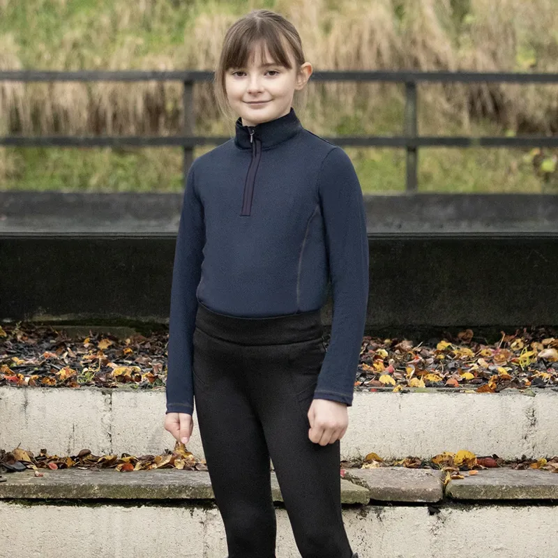 Hy Equestrian Melton Full Grip Junior Riding Tights - Black-1