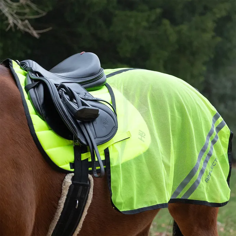 Hy Equestrian Reflector Summer Mesh Quarter Sheet - Yellow