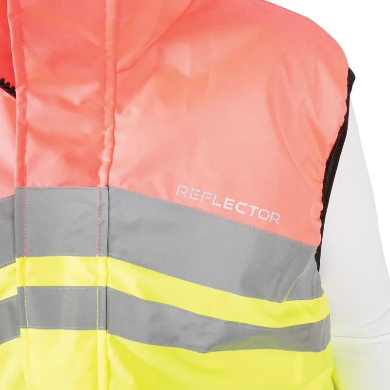 Hy Equestrian Reflector Two Tone Adults Waterproof Gilet - Yellow/Pink-5