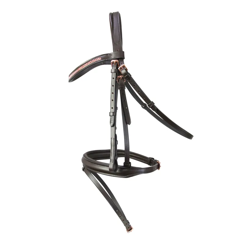 Hy Equestrian Rosciano Flash Bridle - Brown/Rose Gold