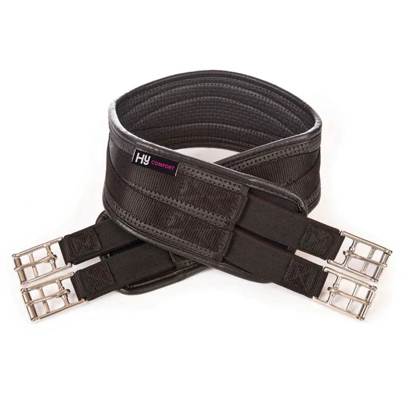 Hy Equestrian Waffle Girth with Elasticated Ends - Black