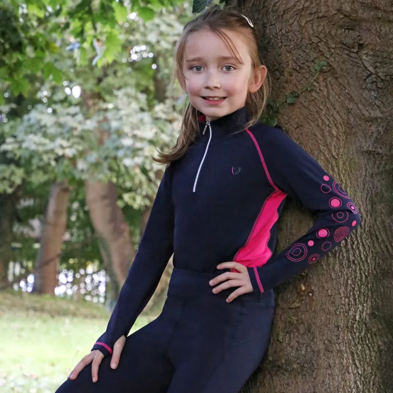 Hy Equestrian DynaMizs Ecliptic Junior Base Layer - Navy/Magenta-2