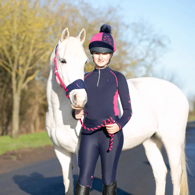 Hy Equestrian DynaMizs Ecliptic Junior Base Layer - Navy/Magenta-1