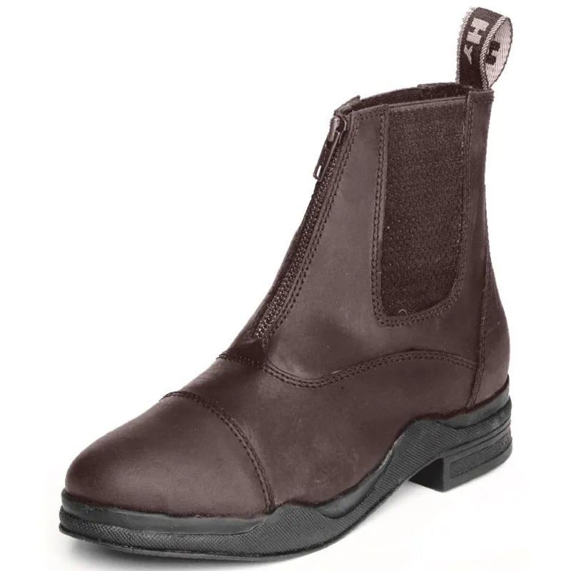 Hy Equestrian Wax Leather Zip Adults Jodphur Boots - Brown 