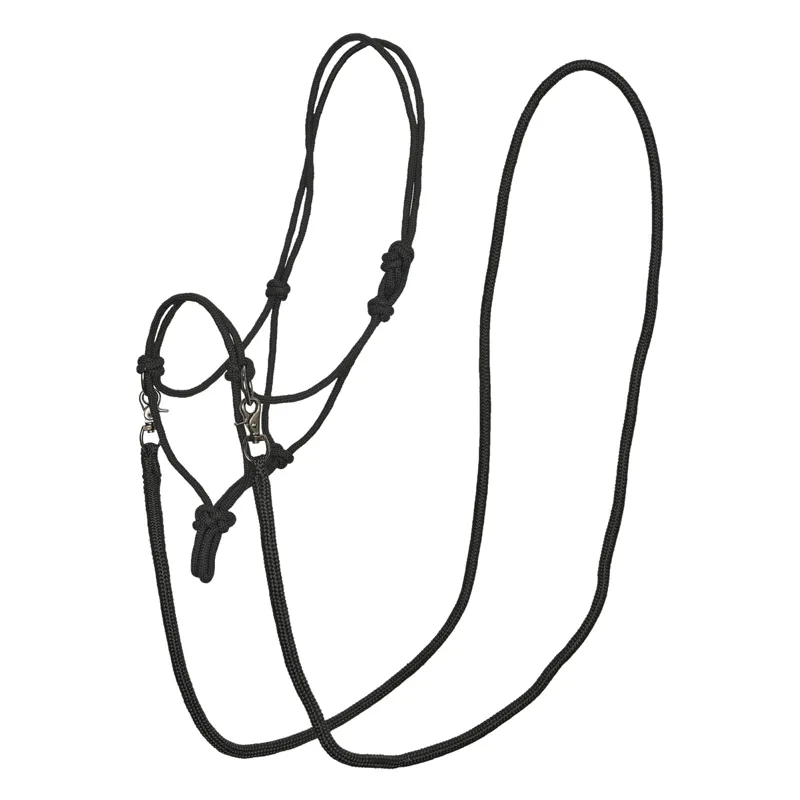 Imperial Riding Free Ride Rope Halter Bridle - Black