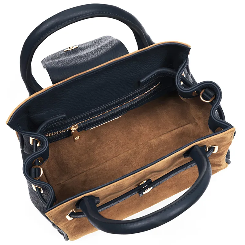 Fairfax and Favor Mini Windsor Handbag - Tan and Navy-1