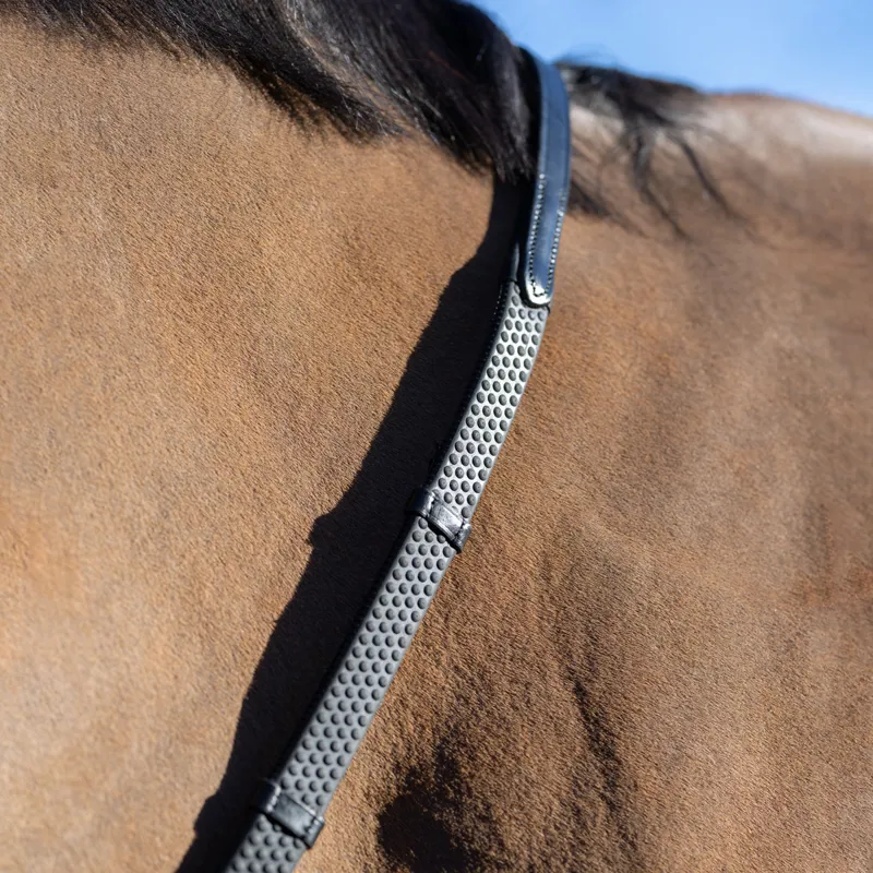 LeMieux Soft Rubber Reins with Stoppers - Black/Silver-1