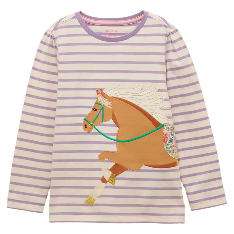 Joules Ava Junior Girls Long Sleeve Top - Lilac/Purple