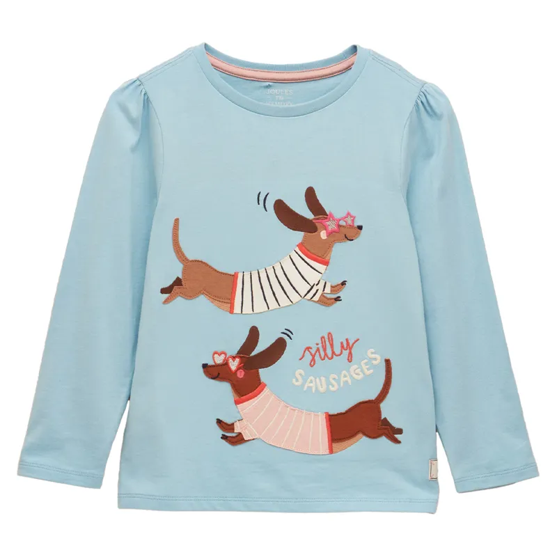 Joules Ava Junior Girls Long Sleeve Top - Blue