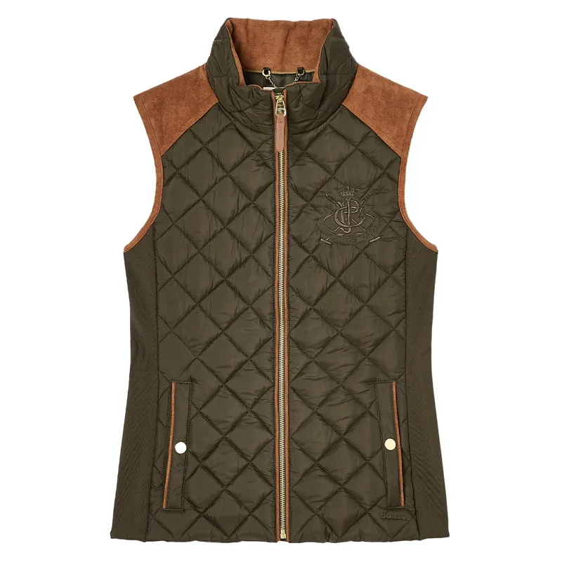 Joules Braemar Womens Luxe Quilted Gilet - Khaki-1