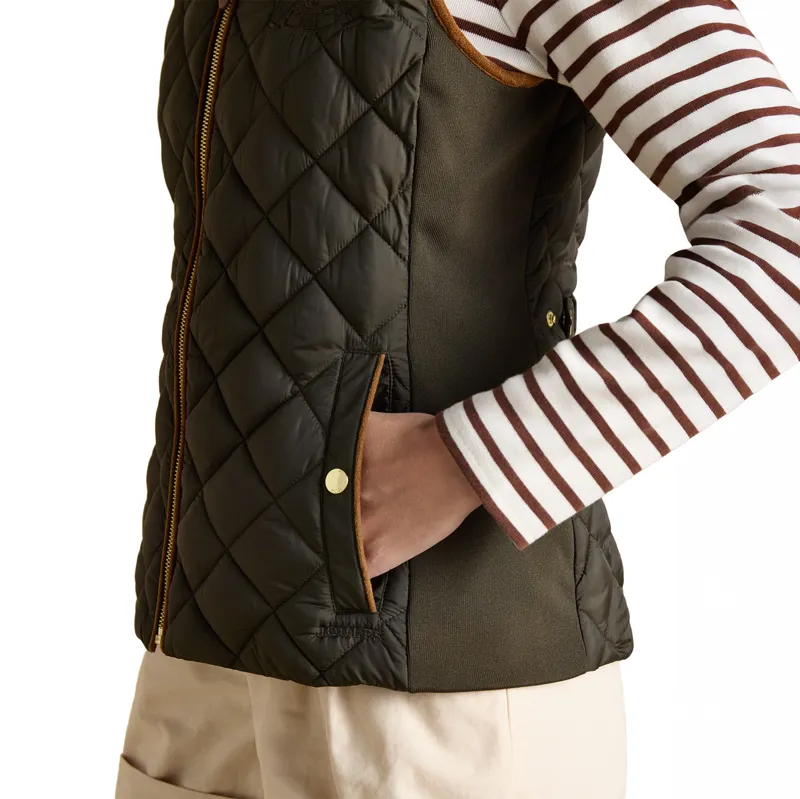 Joules Braemar Womens Luxe Quilted Gilet - Khaki-6