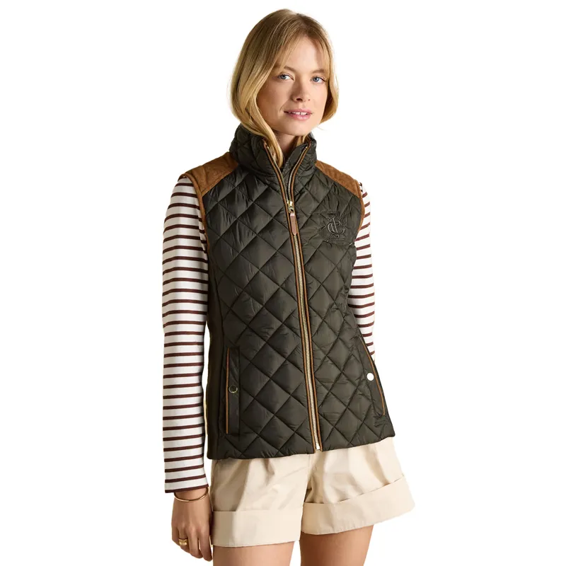 Joules Braemar Womens Luxe Quilted Gilet - Khaki
