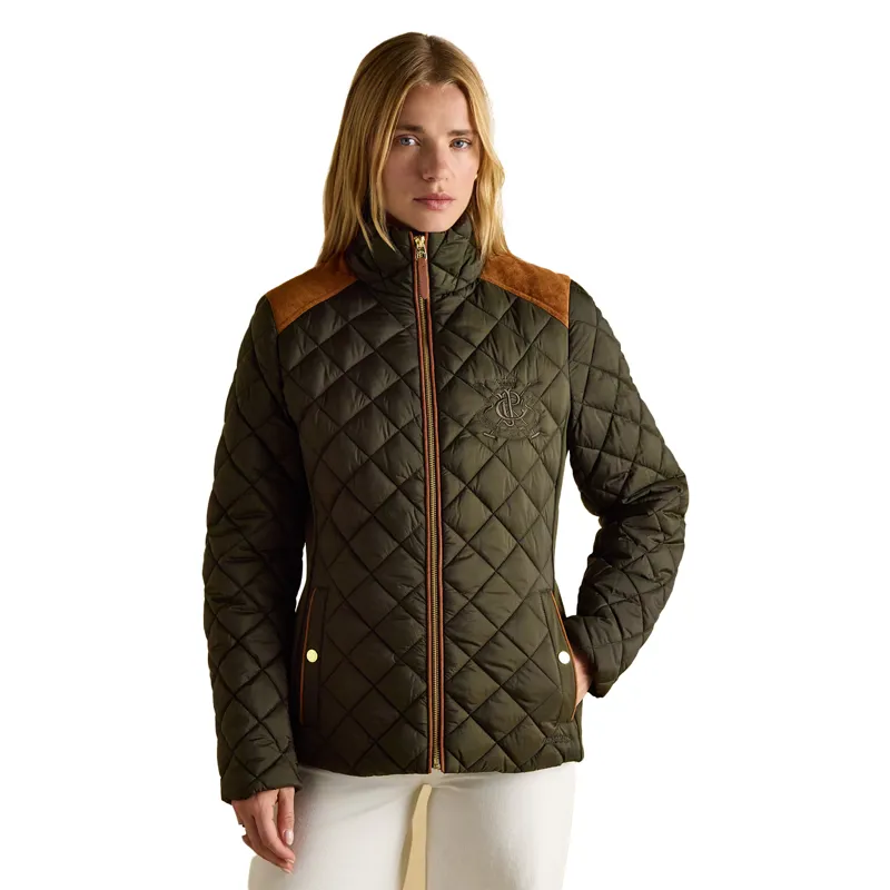 Joules Braemar Luxe Womens Diamond Quilted Coat - Khaki-2