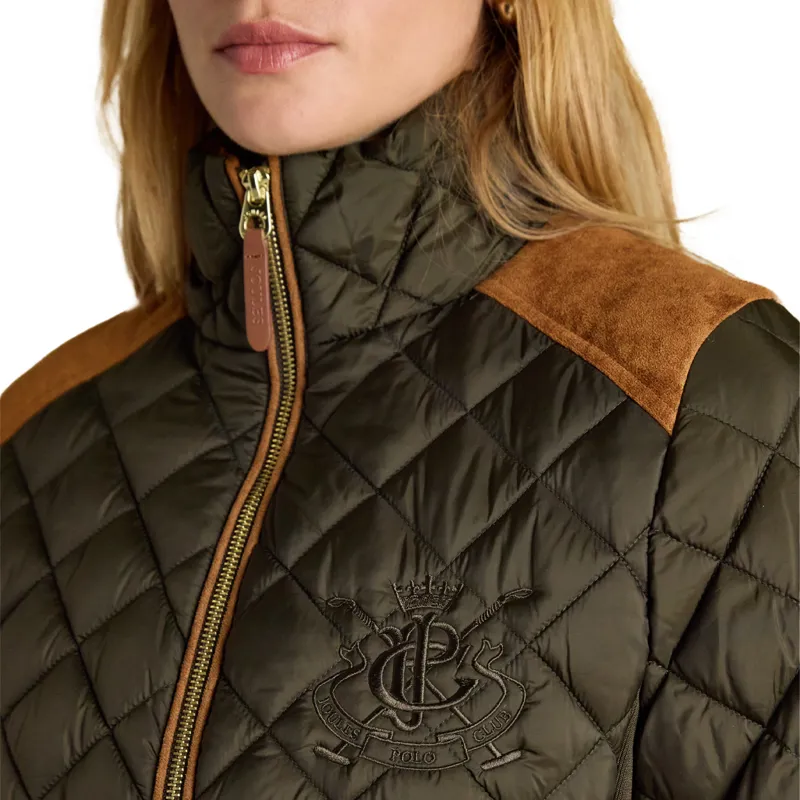 Joules Braemar Luxe Womens Diamond Quilted Coat - Khaki-7