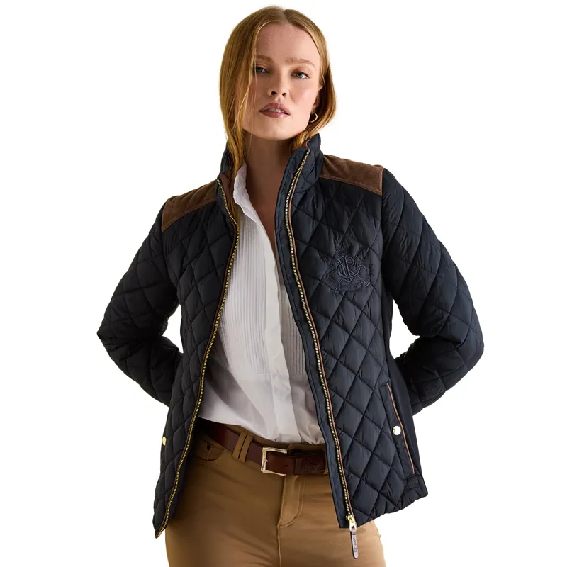 Joules Braemar Luxe Womens Diamond Quilted Coat - Navy