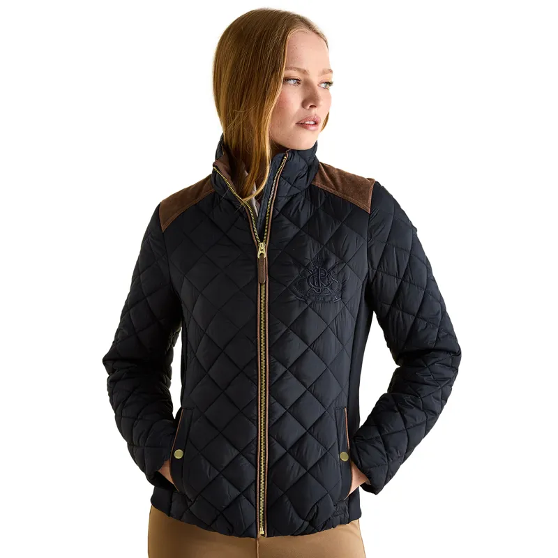 Joules Braemar Luxe Womens Diamond Quilted Coat - Navy-3