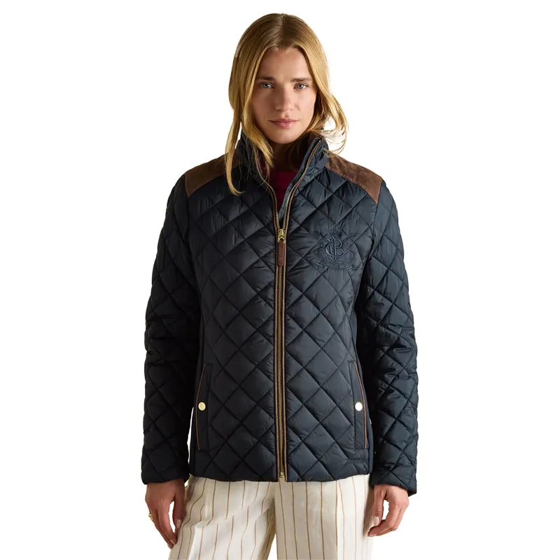 Joules Braemar Luxe Womens Diamond Quilted Coat - Navy-6