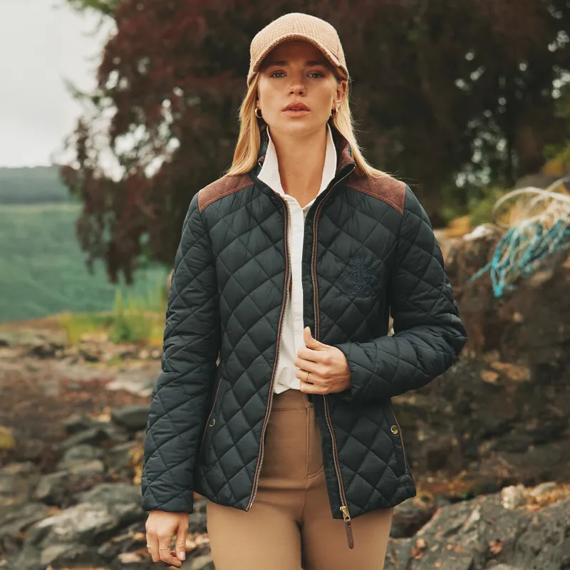 Joules Braemar Luxe Womens Diamond Quilted Coat - Navy-1