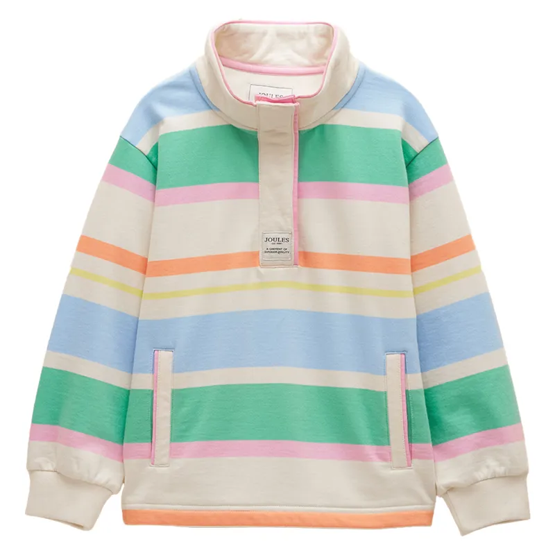 Joules Burnham Junior Girls Funnel Neck Sweatshirt - Multi Stripe